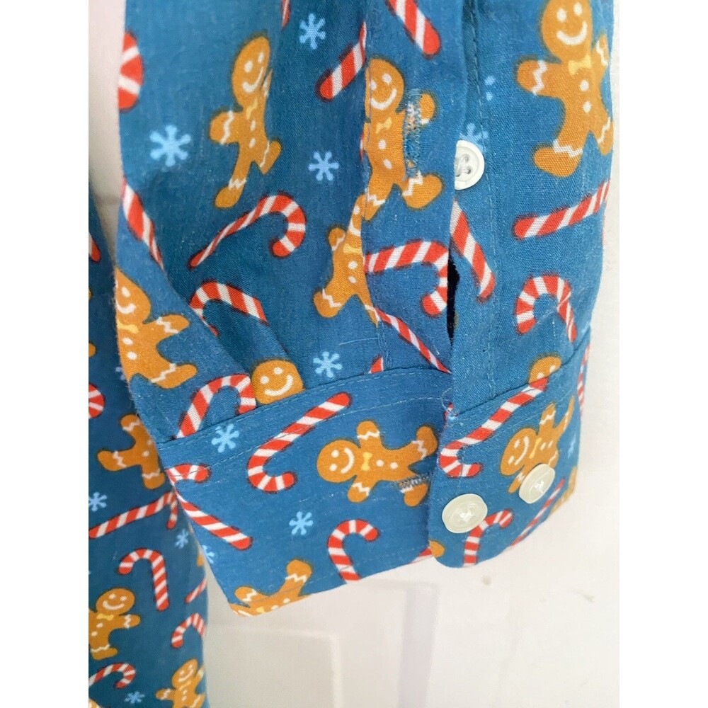Simon Banks Men’s Christmas Shirt green gingerbread men Candy CaneXL long sleeve - Picture 3 of 4